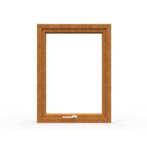 GreenFortune Single Hung 2 Track 2 Panel Golden Oak uPVC Window 4 x 4 ft_0