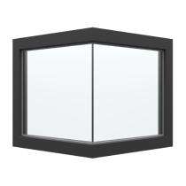 GreenFortune Glass to Glass 2 Track 2 Panel Black uPVC Window 4 x 4 ft_0