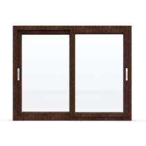 GreenFortune Sliding 2 Track 2 Panel Walnut uPVC Window 4 x 4 ft_0