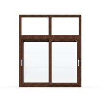 GreenFortune Combination 2 Track 2 Panel Walnut uPVC Window 4 x 4 ft_0