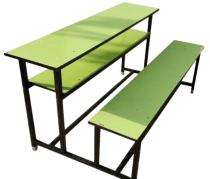 Wooden and Iron 3 Seater Student Bench Desk_0