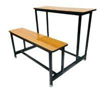 Wooden and Iron 2 Seater Student Bench Desk_0
