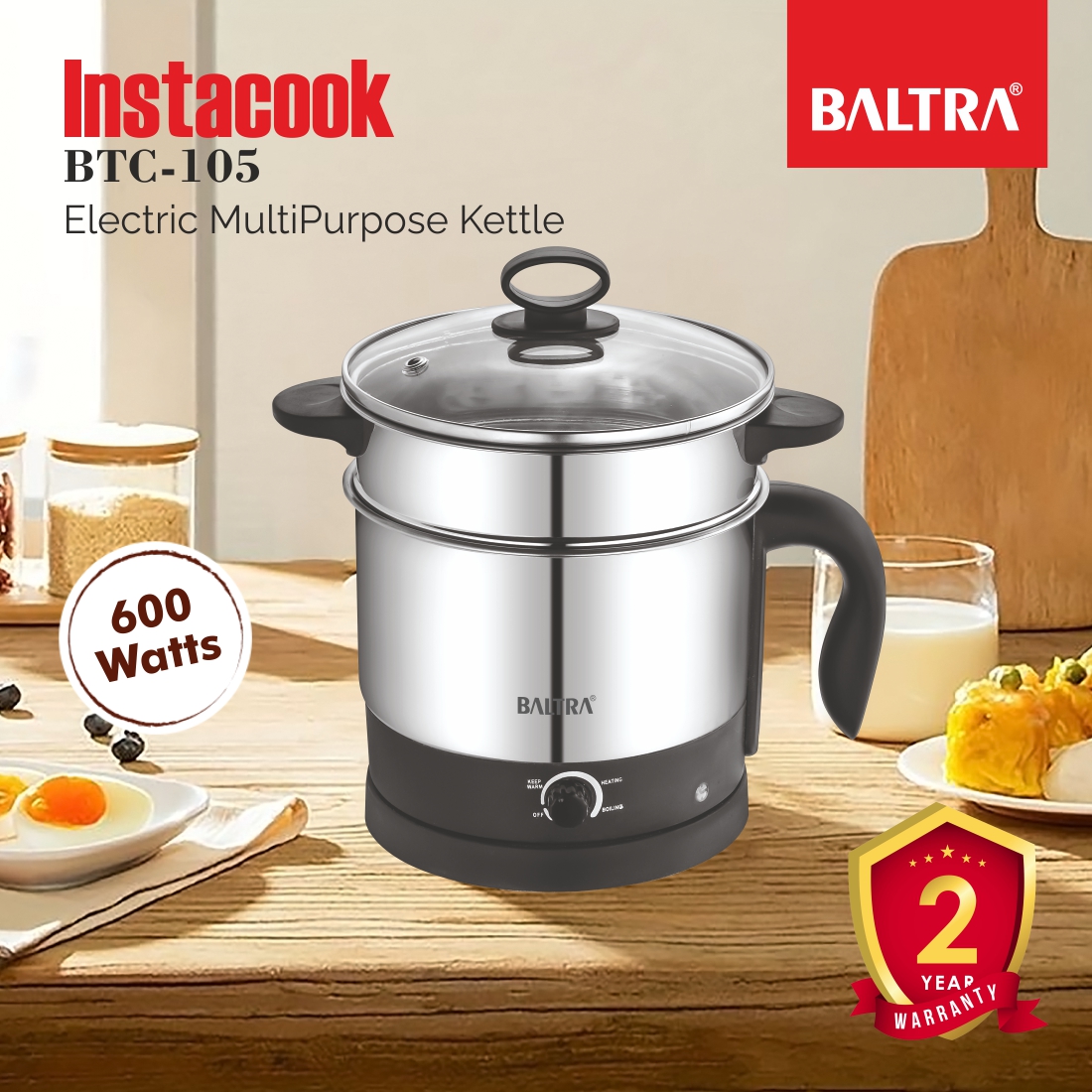 BALTRA BC105 1.2 L Stainless Steel Electric Kettle 600 W_1