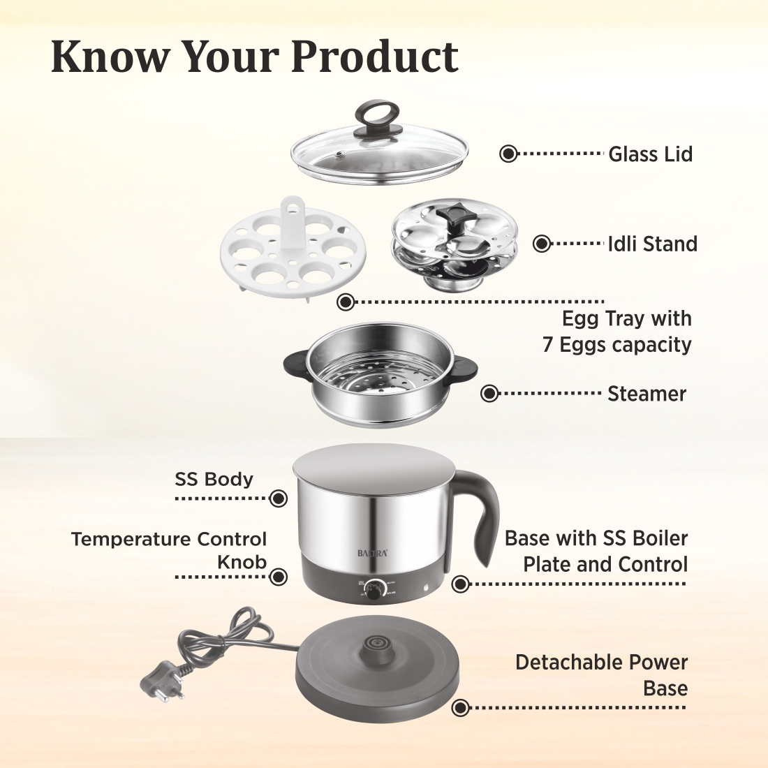 BALTRA BC105 1.2 L Stainless Steel Electric Kettle 600 W_3