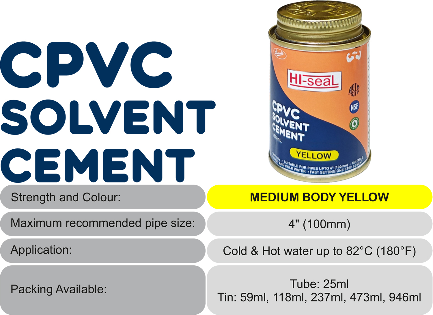 Hercules HI-seaL SSC15118 Medium Body Yellow CPVC Solvent Cement_1