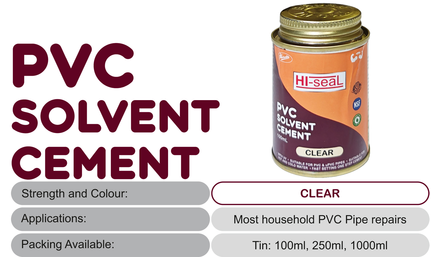 Hercules HI-seaL SSR05100 PVC Solvent Cement Clear PVC Solvent Cement_1