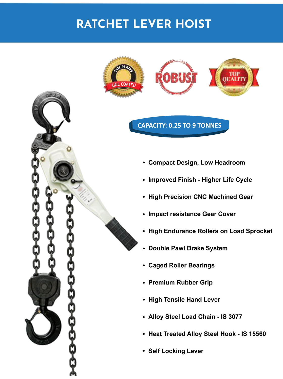 9 ton Ratchet Lever Hoist 1.5 m KRL09015_3