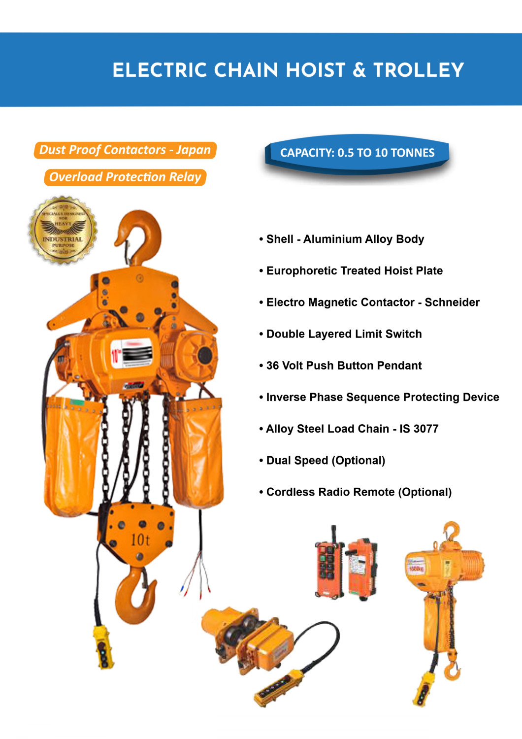 3 ton Fixed Electric Hoist 2.2 m/min KCH0300305_3