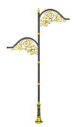 SE Cast Iron 12.5 ft Black and Golden Decorative Light Poles_0