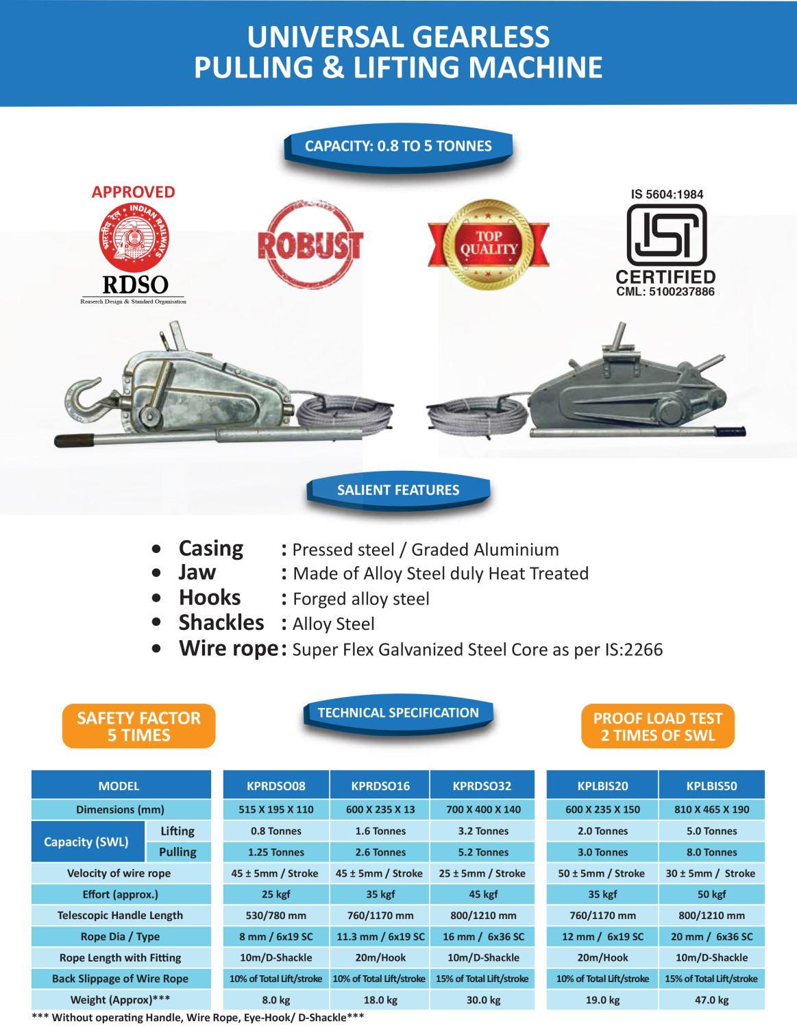 Kepro Lever 0.8 ton Pull Lift Machine 20 m_3
