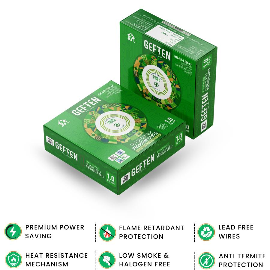 Geften 1 sqmm Geften Green HR-FR-LSH-LF Electric Wire Black 90 m_2