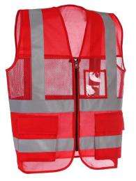 SAFETY FRST Polyester Safety Jackets L Reflective Red_0
