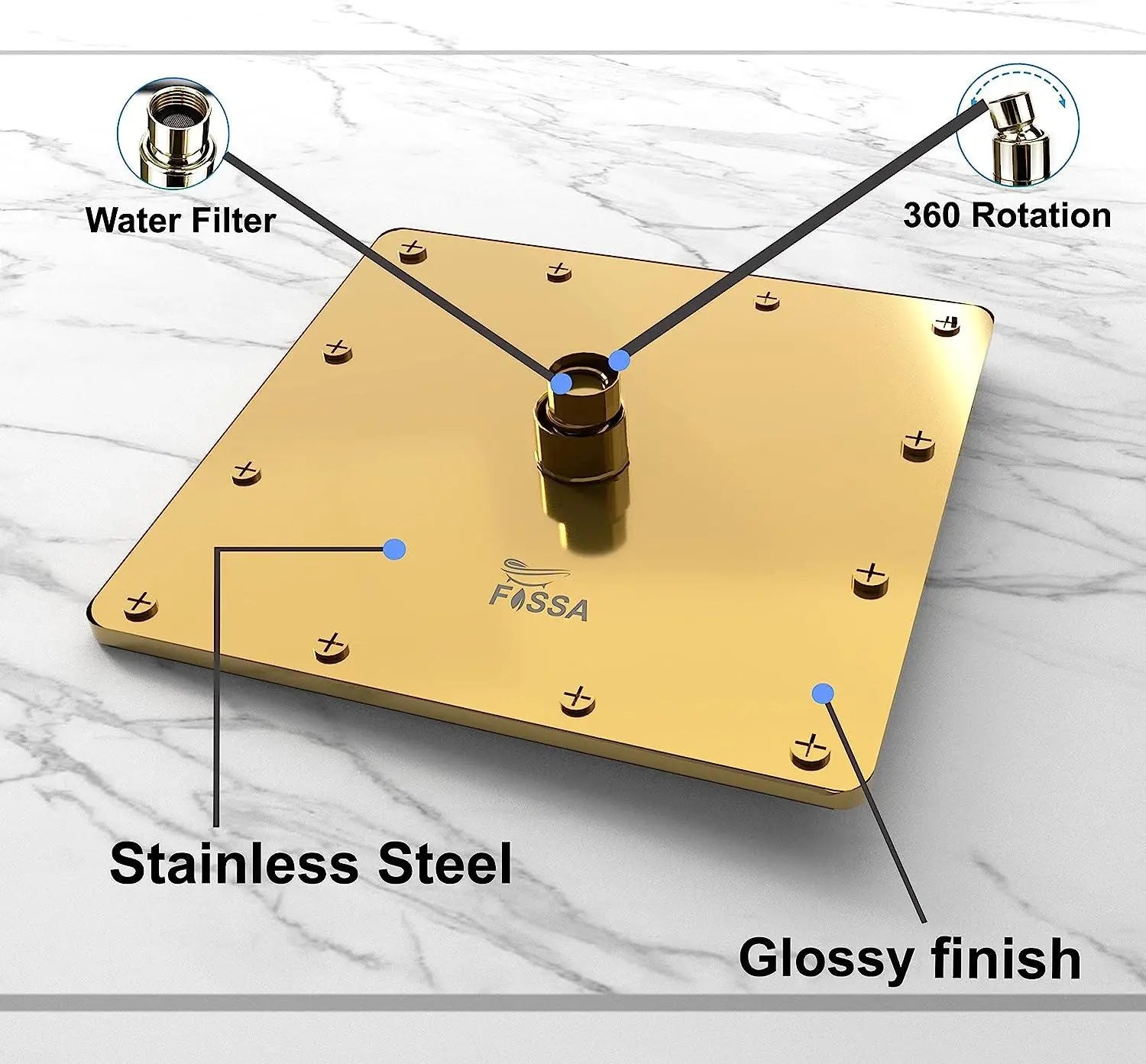 FOSSA Overhead Single Flow Shower 8 x 8 inch Stainless Steel_1