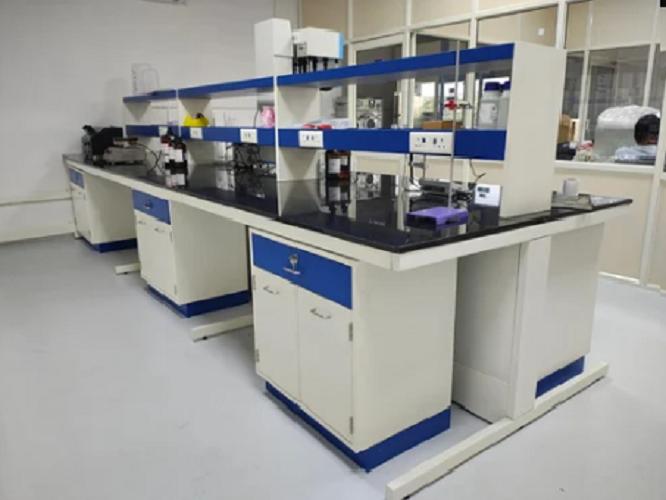 Steelcase Rectangle Laboratory Workstation White and Blue_1