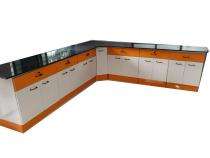 Steelcase L Shape Laboratory Bench White and Orange_0