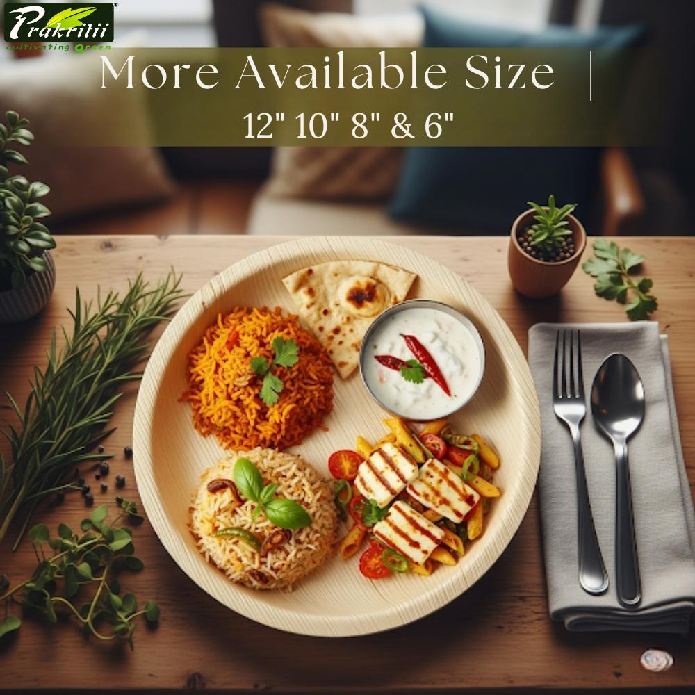 Areca Leaf Disposable Plates Round 8 inch Beige_1