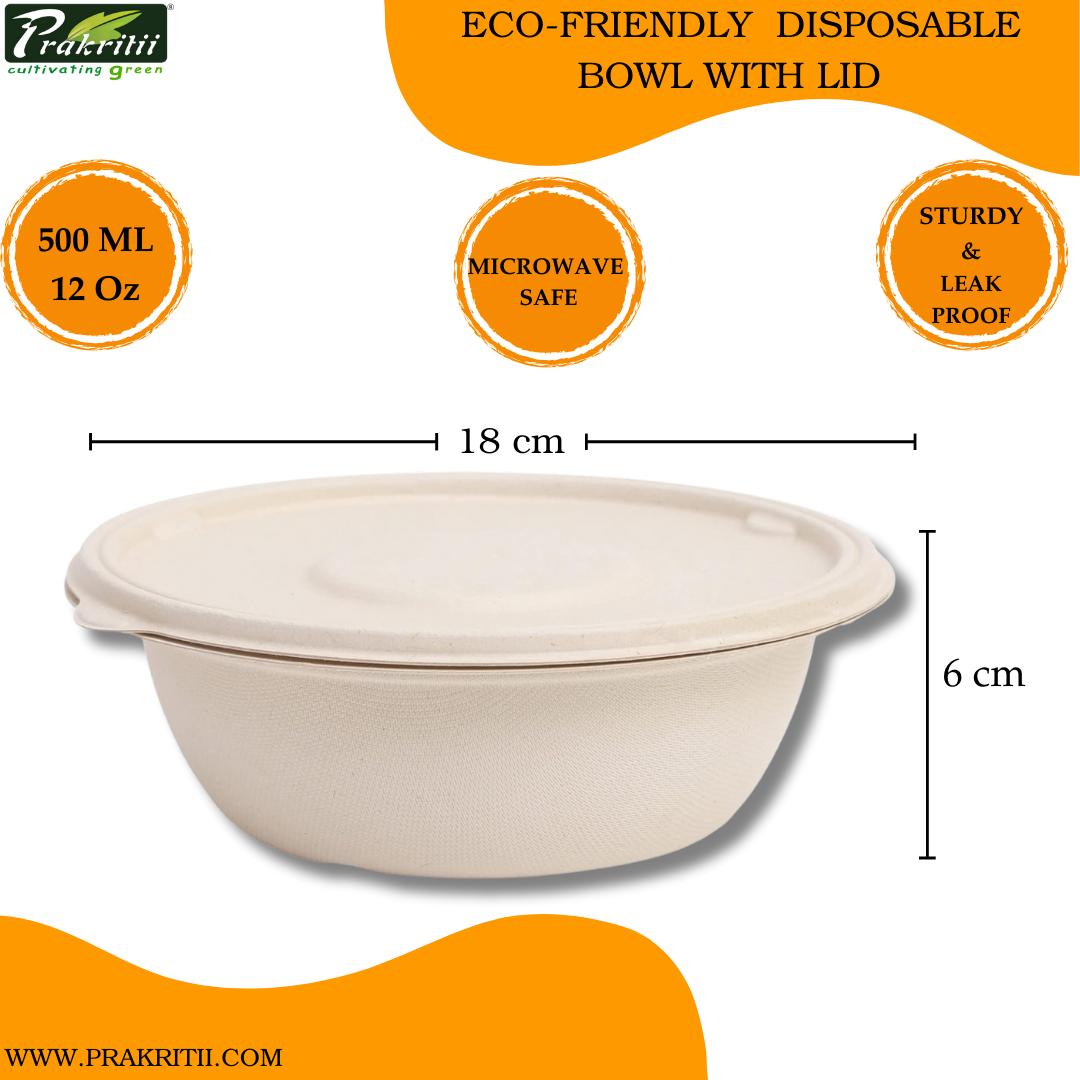 Sugarcane Bagasse Disposable Bowls Round 7 inch Off White_2