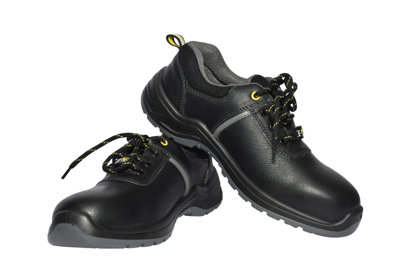 H S INTERNATIONAL HS-801 High Quality Leather Steel Toe Safety Shoes Black_1
