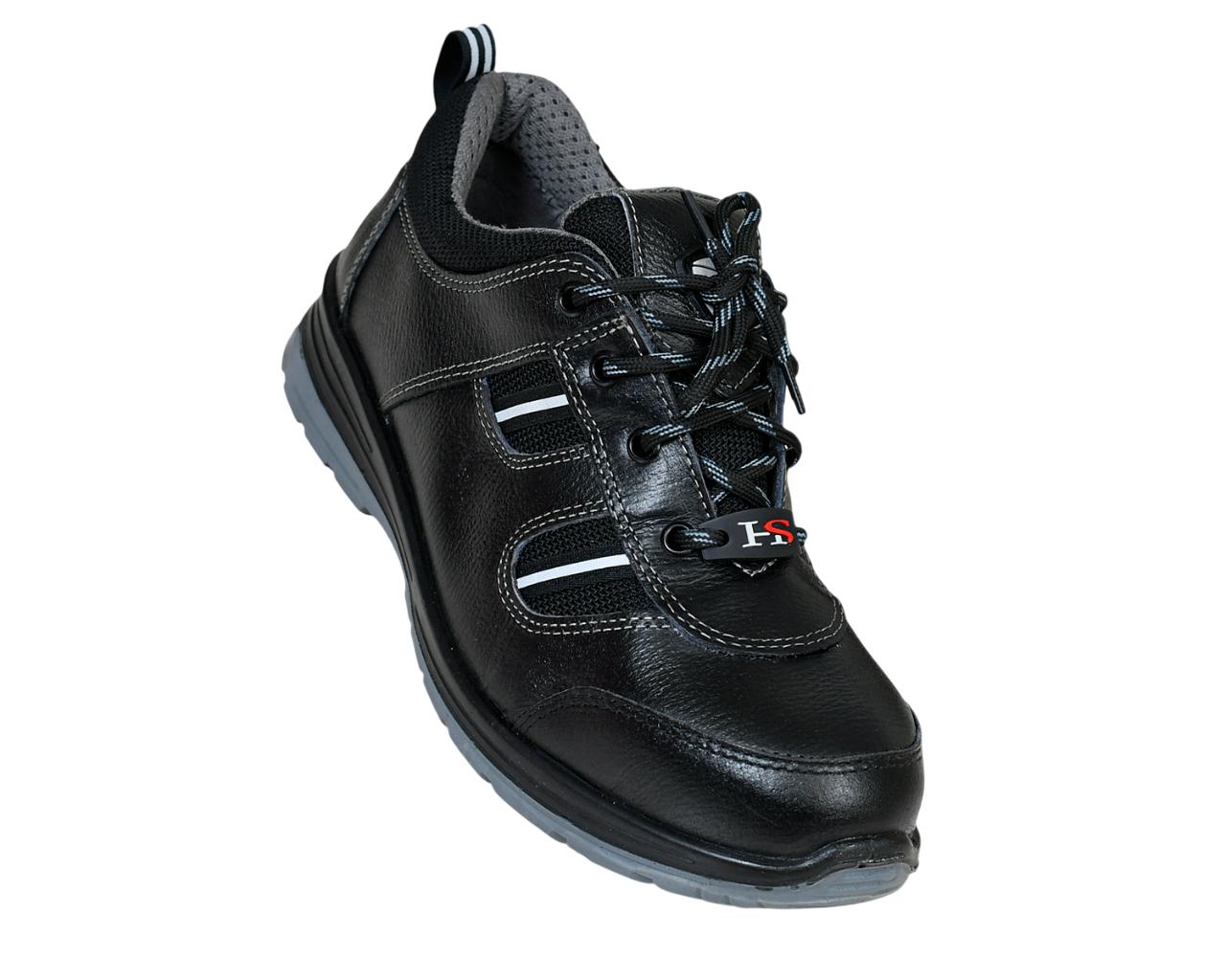 H S INTERNATIONAL HS-2602 Buff Grain Tango Leather Steel Toe Safety Shoes Black and Brown_1