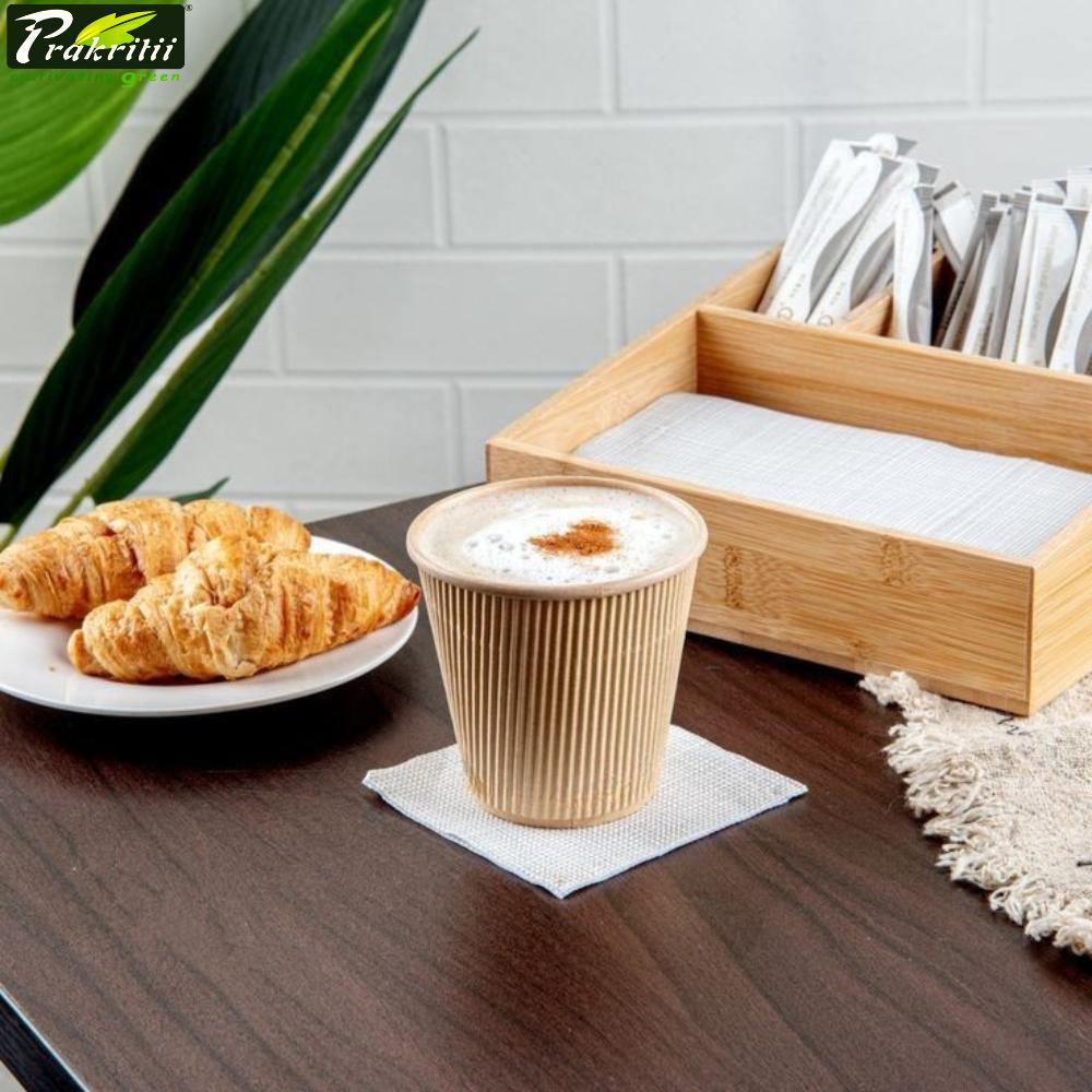 Rippled Paper Coffee Disposable Cups 150 mL Brown_1
