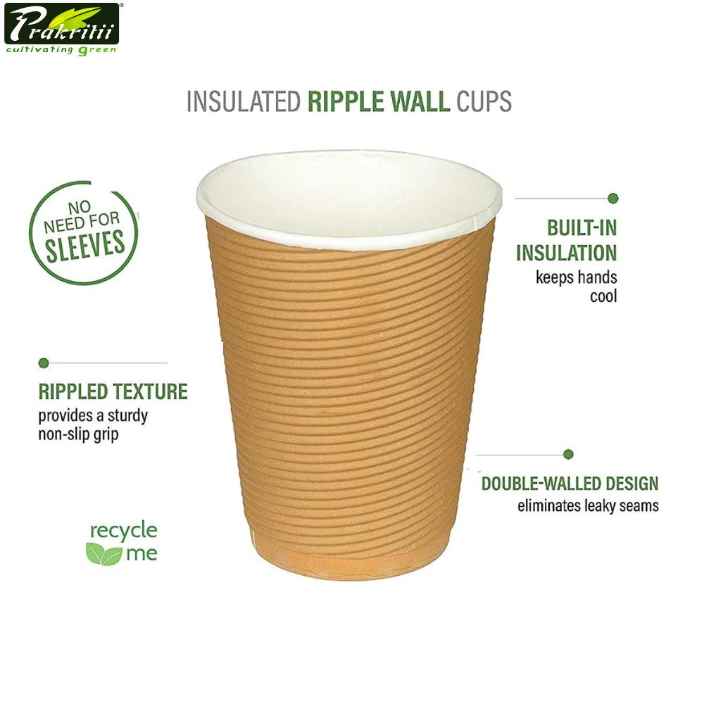 Rippled Paper Coffee Disposable Cups 150 mL Brown_2