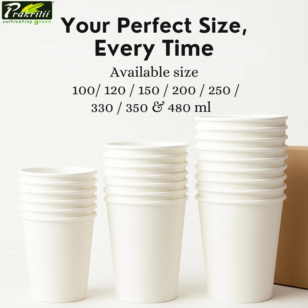 Single Wall Paper Water ,Cold Drink , Tea ,Coffe Disposable Cups 250 mL White_2
