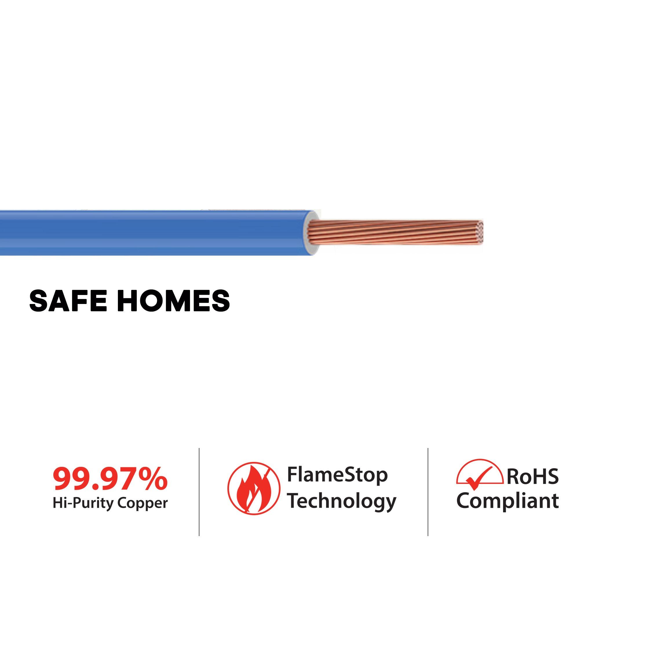 Polycab 0.75 sqmm ETIRA FR Electric Wire Blue 90 m_1