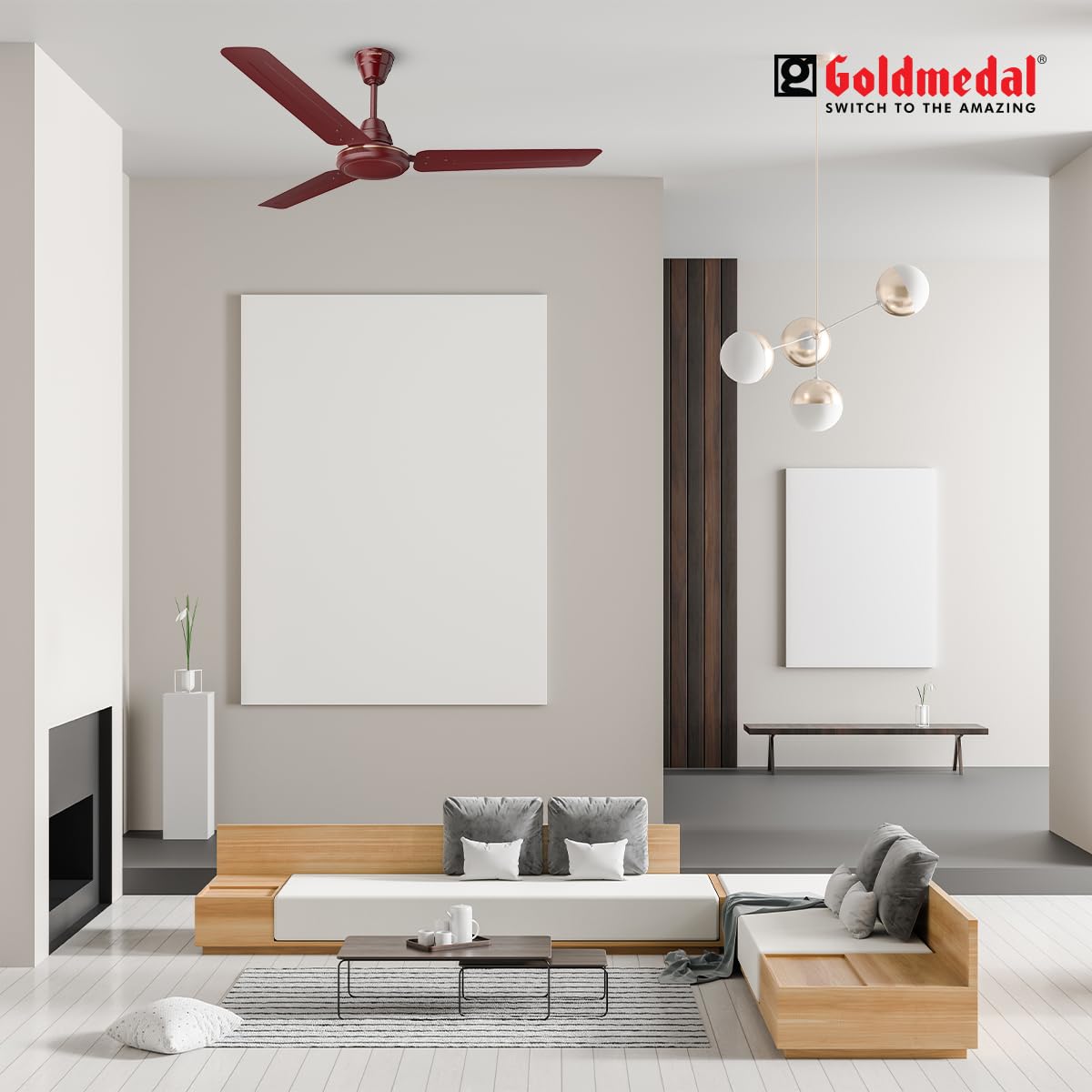 Goldmedal G-Bliss 1200 mm 3 Blades 52 W Brown Ceiling Fans_2