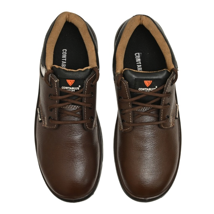 Contablue W201 Real Leather Steel Toe Safety Shoes Brown_0