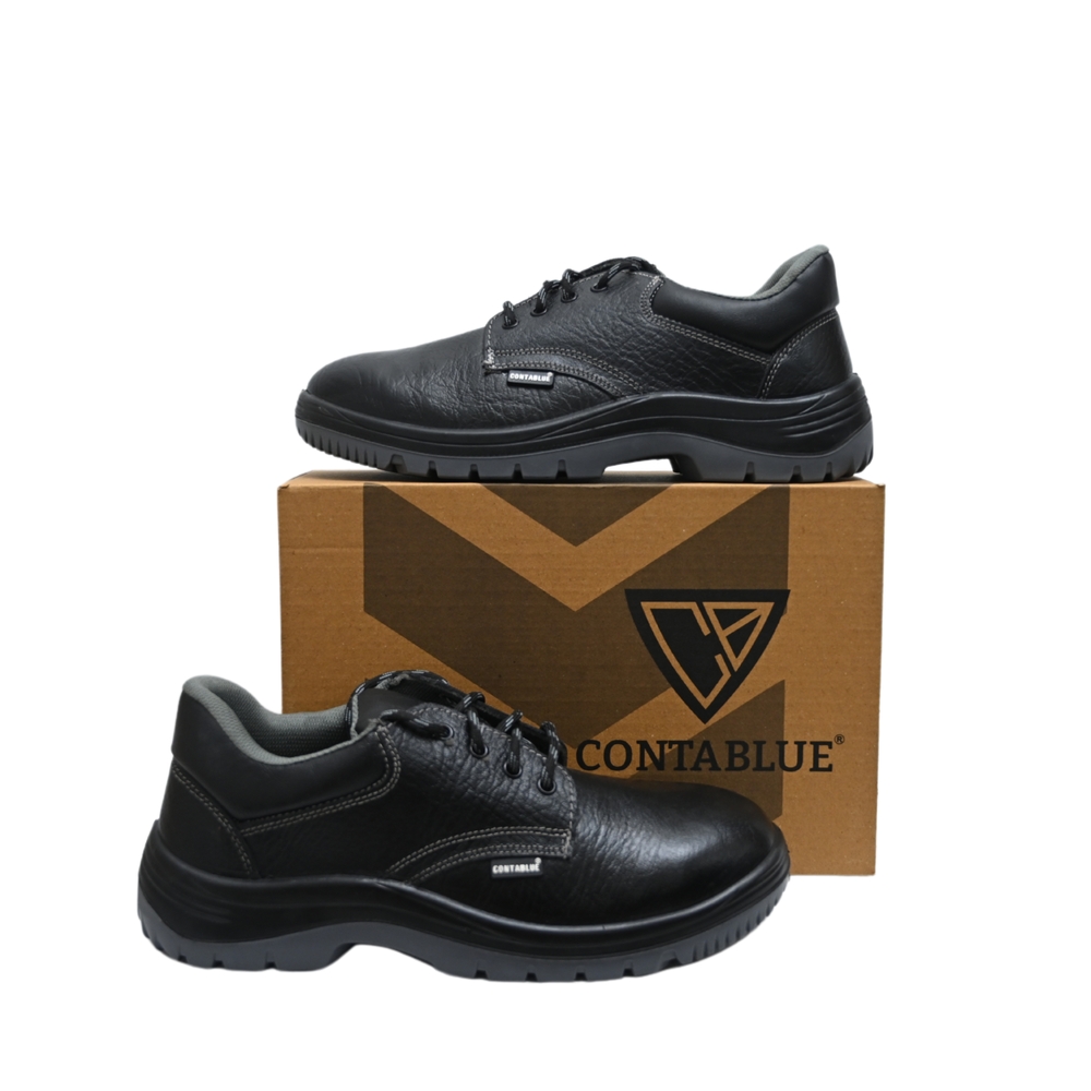 Contablue Panther Real Leather Steel Toe Safety Shoes Black_3