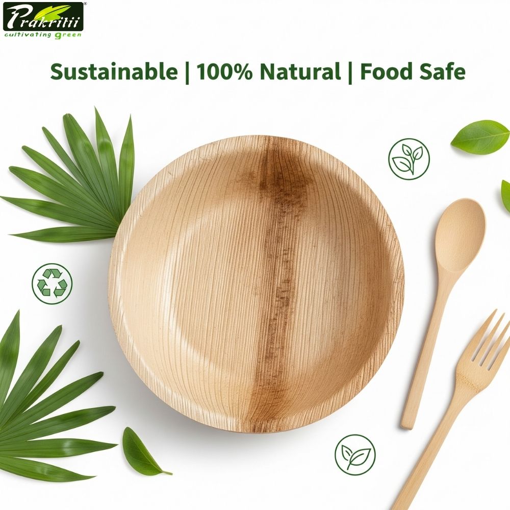 Areca Leaf Disposable Bowls Round 4 inch Beige_1