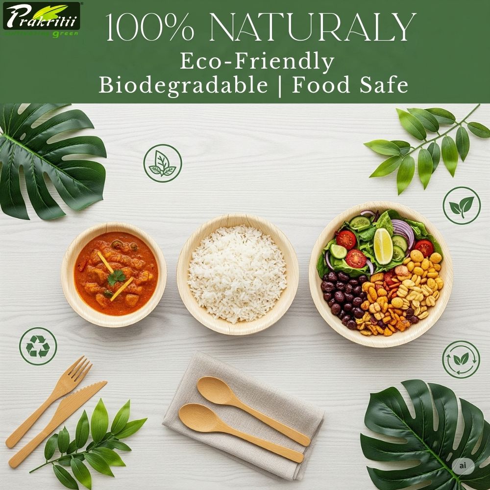 Areca Leaf Disposable Bowls Round 4 inch Beige_3