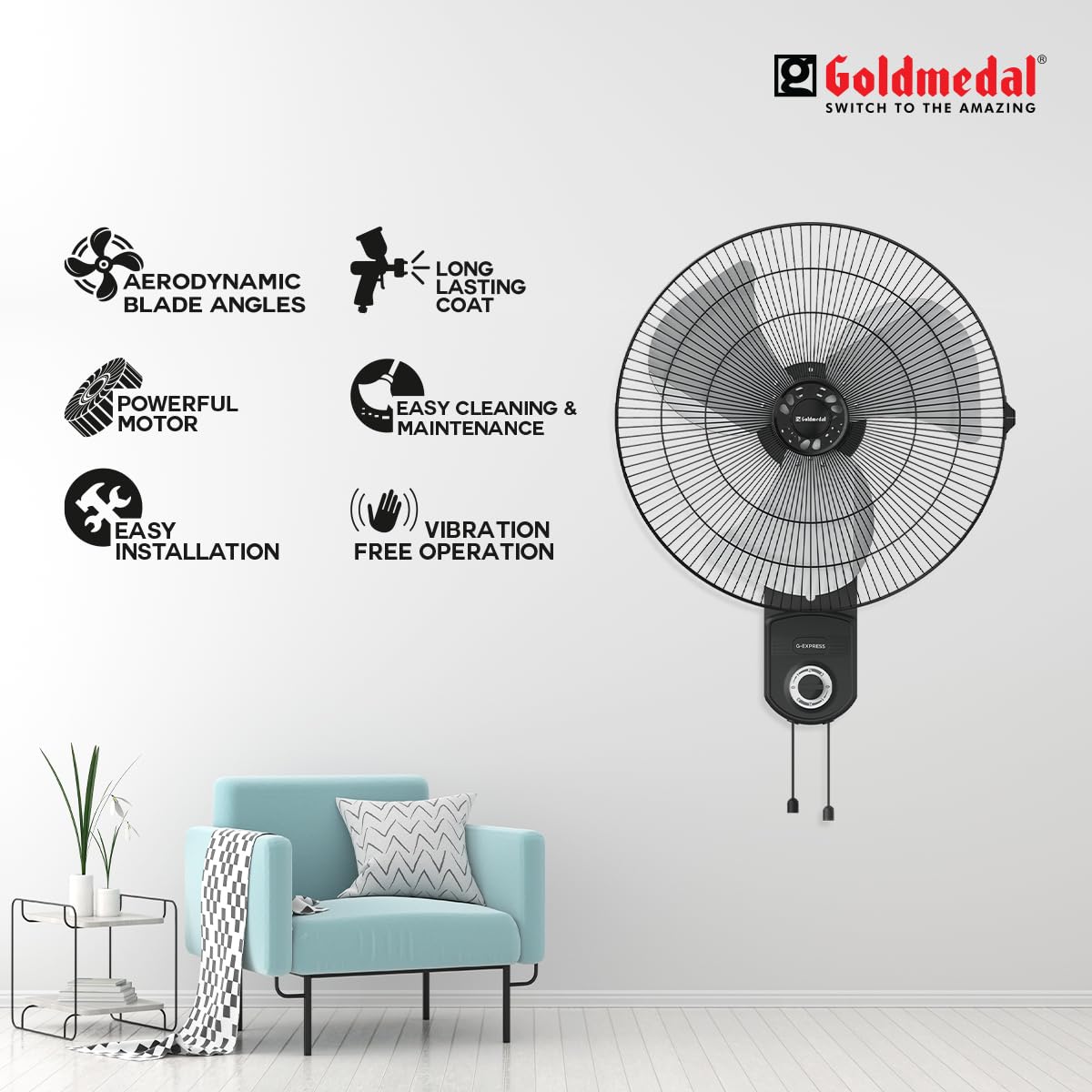 Goldmedal G-Express 450 mm 3 Blades Wall Fan_1