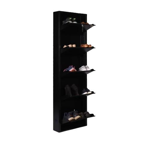 Mild Steel 5 Shelves Shoe Rack 15 Pairs 66.5 x 20 x 5.5 inch Black_1