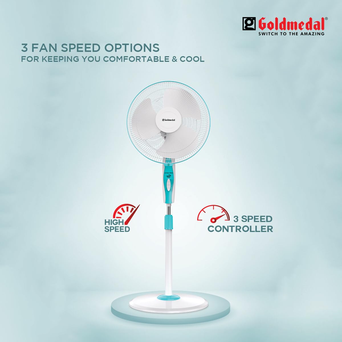 Goldmedal Dyno Pro 400 mm Turquoise White Pedestal Fan_3