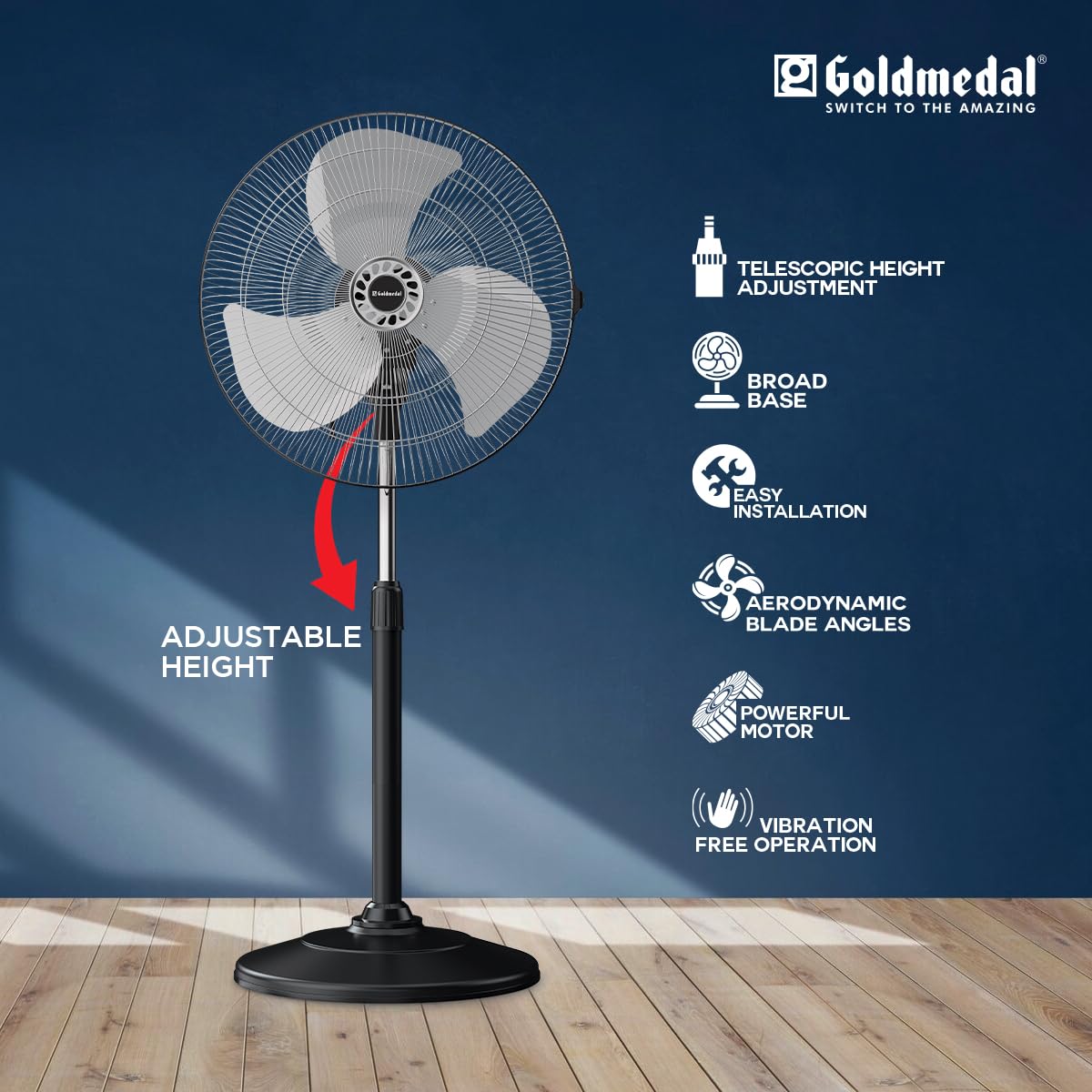 Goldmedal G-Express 450 mm Black Silver Pedestal Fan_1