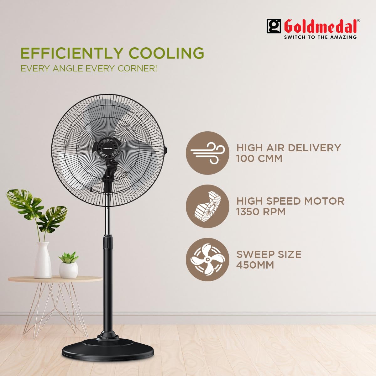 Goldmedal G-Express 450 mm Black Pedestal Fan_1