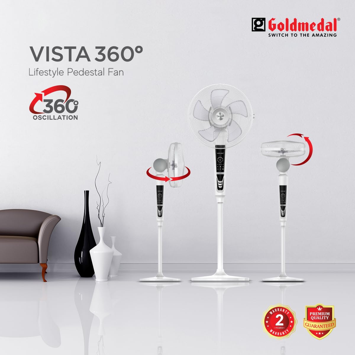 Goldmedal Vista 360 400 mm White Pedestal Fan_1