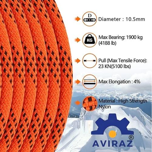 Aviraz Nylon Climbing 10.5 mm Ropes Orange 23 kN_1