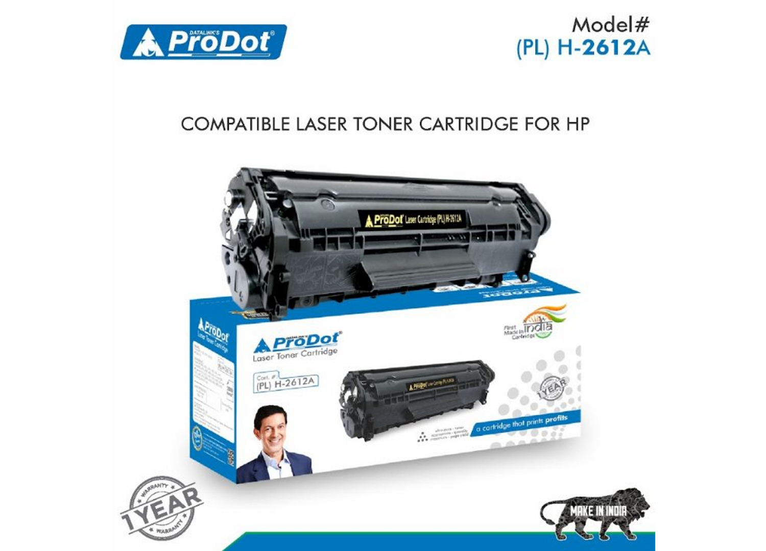 ProDot Black Laser Toner HP, Canon Q2612A, CRG 303/703/FX-9/FX-10 Compatible Ink Cartridge_1