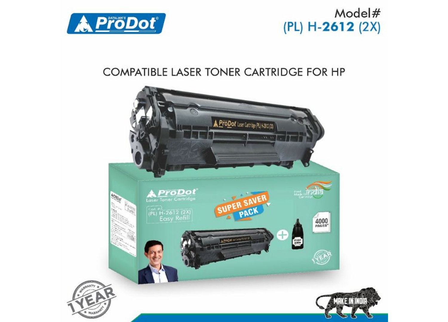 ProDot Black Laser Toner HP, Canon Q2612A, CRG 303/703/FX-9/FX-10 Compatible Ink Cartridge_1