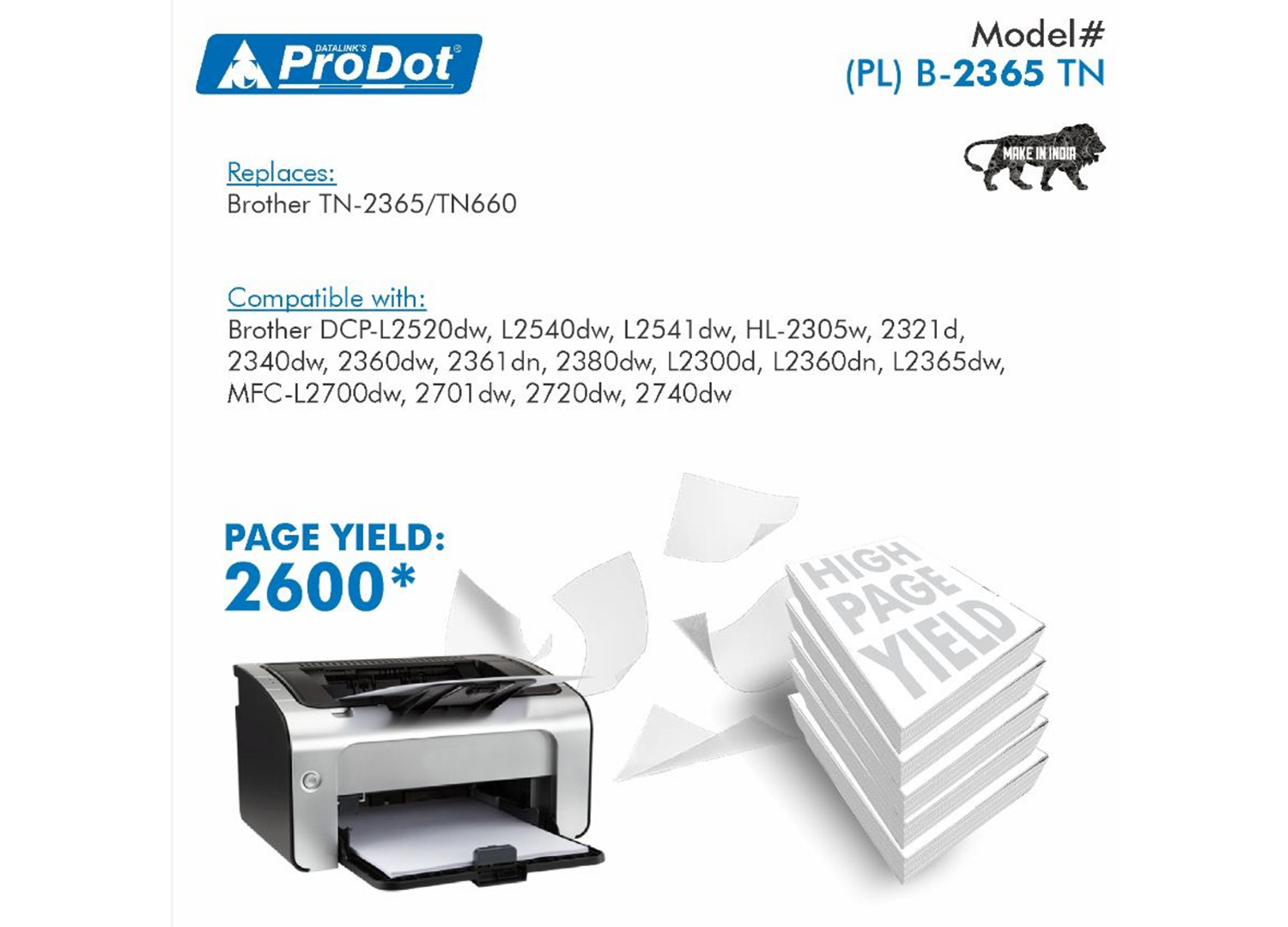 ProDot Black Laser Toner Brother TN-2365/TN-660 Compatible Ink Cartridge_2