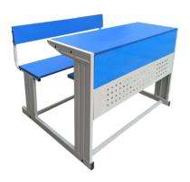 Wooden and Iron 2 Seater Student Bench Desk_0