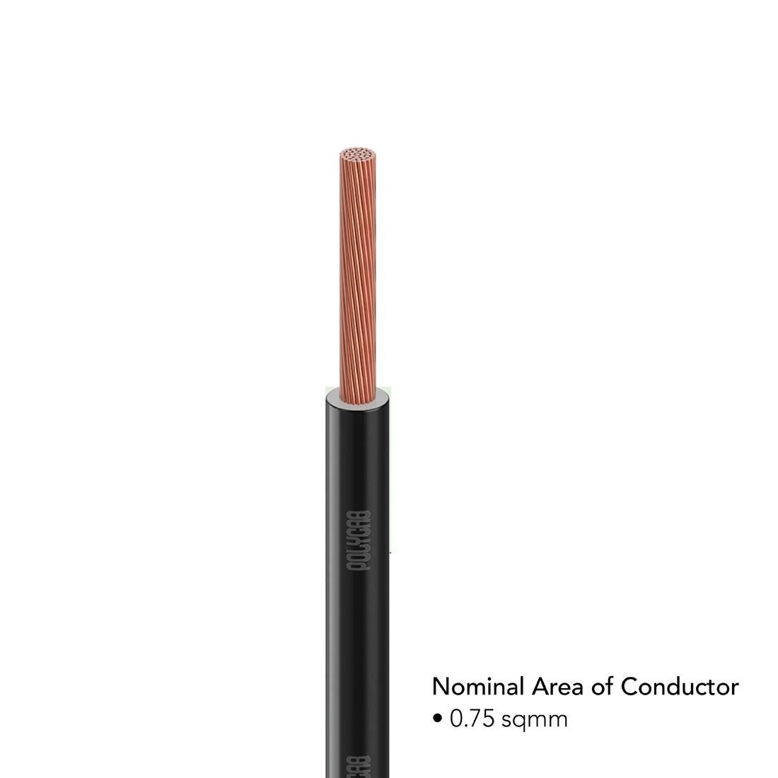 Polycab 0.75 sqmm FRLF Electric Wire Black 90 m_2