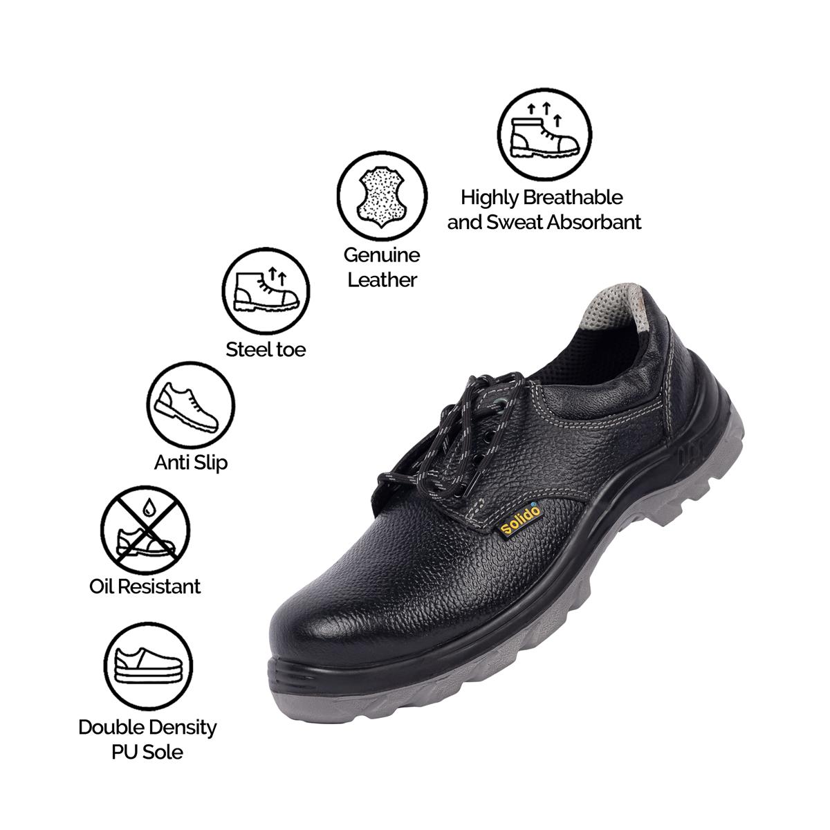 L&T SuFin Brand - Solido Essentials Low Ankle SY01 Split Barton Print Steel Toe Safety Shoes Black_2