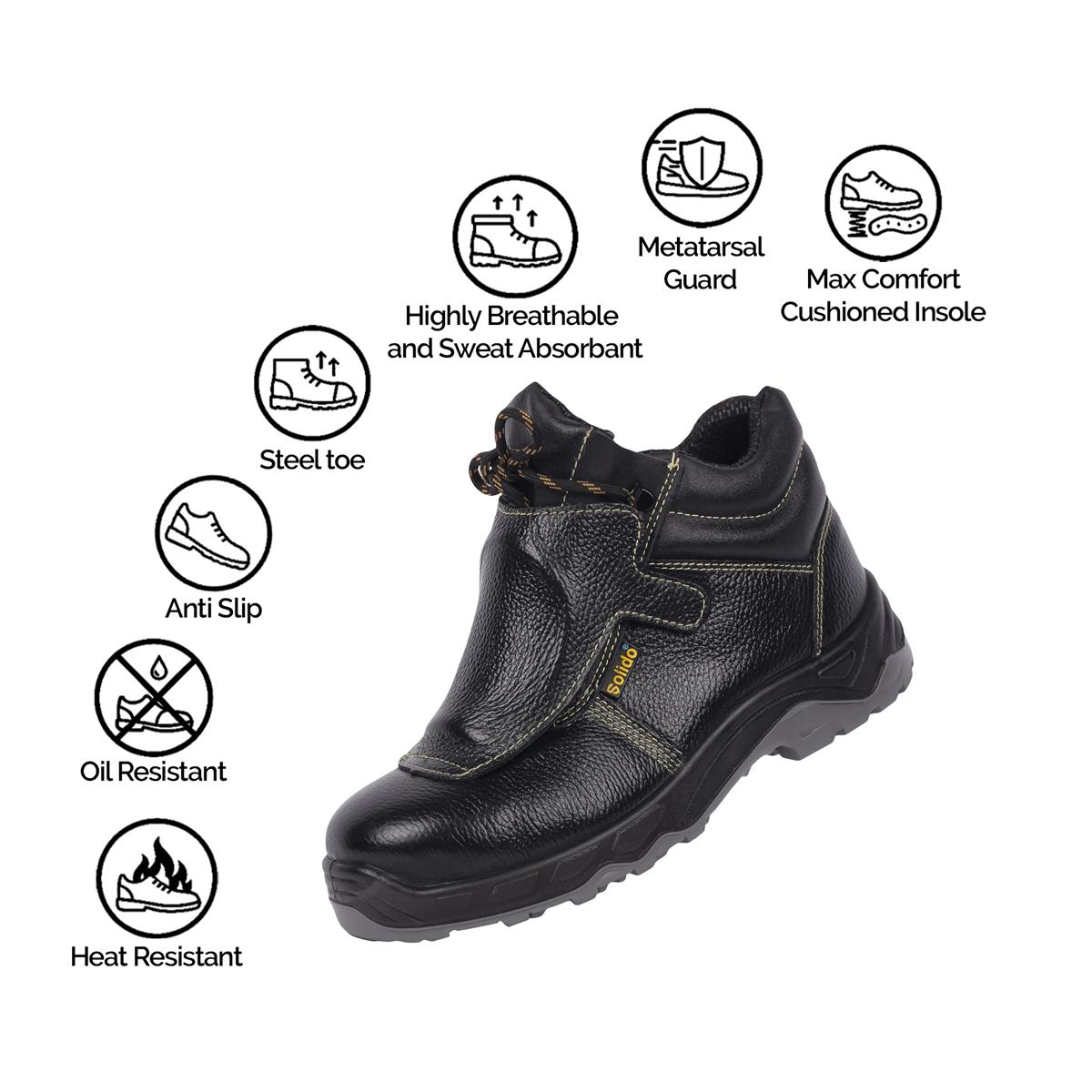 L&T SuFin Brand - Solido Kevlar SY06 Split Barton Print Steel Toe Safety Shoes Black_2