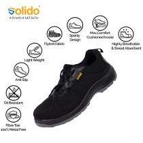 L&T SuFin Brand - Solido SportX SY07 Flyknit Fiber Toe Safety Shoes Black_0