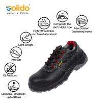 L&T SuFin Brand - Solido Premium Low Ankle SY09 Split Barton Print Composite Toe Safety Shoes Black_0