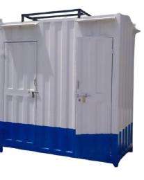 ICON STEEL Mild Steel 8 ft Portable Toilet Cabin White and Blue_0
