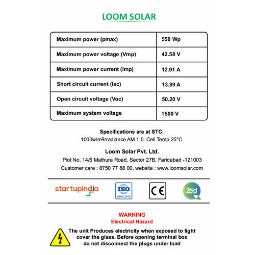 LOOM SOLAR 550 W Mono PERC Bifacial Solar Panel_3